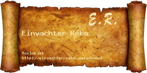 Einvachter Réka névjegykártya